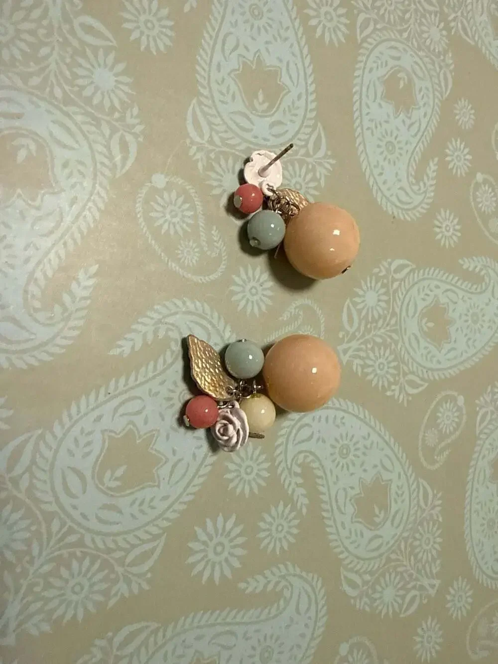 Vintage 1960s Pastel Dangles Earrings- 2 Pieces - Picture 6 of 9
